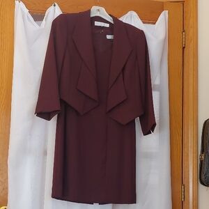 Tahari ASL Burgundy Midi Dress